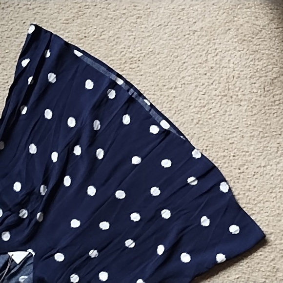 A New Day Blouse Women's Size 20W 2X Navy Blue White Polka Dots Cap Sleeve Rayon - Picture 3 of 8